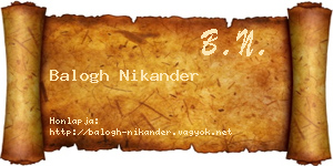 Balogh Nikander névjegykártya